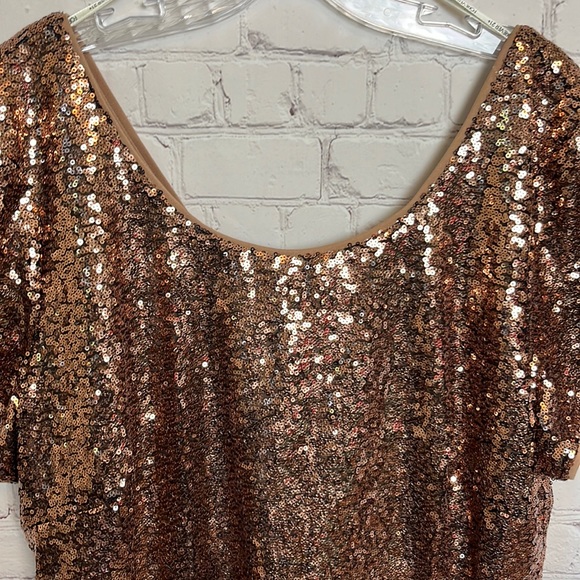 Forever 21+ Bronze Sequin Peplum Top - Picture 2 of 12